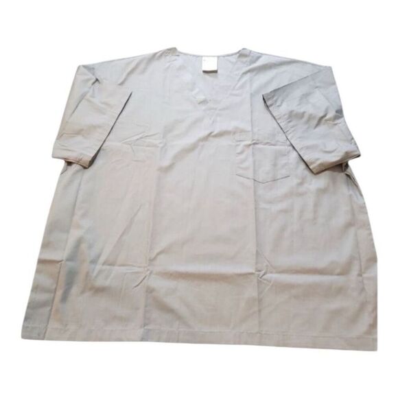 Allheart Unisex Solid Grey V-Neck Chest Pocket Medical Scrub Top Plus Size 3XL - Picture 8 of 8